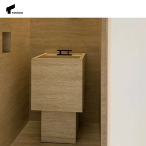 Tostone phổ biến tự nhiên Hình chữ nhật màu trắng travertine đá treo tường Bồn Rửa cho tùy chỉnh thiết kế nhà biệt thự khách sạn trang trí - Product Image 5