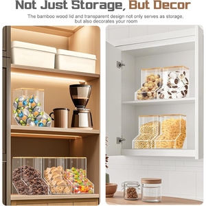 Boîte de rangement de dosettes de café acrylique avec couvercle en bambou Boîte de distributeur de bonbons en vrac Boules de séchage Perles Organisateur de savon en poudre - Product Image 4