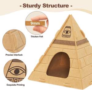 บ้านแมว 2-in-1 พร้อมที่นอนปีระมิดป้องกันรอยขีดข่วนอย่างดี ลายมงกุฎฟาโรห์ ขนาด 17x17x20 ซม. พร้อมที่นอนและที่ลับเล็บแบบปิด - Product Image 5