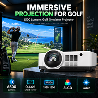 Projecteur de simulateur de golf d'intérieur 6500 lumens, projecteur laser à courte focale WUXGA 3LCD pour le golf à domicile et les studios de golf commerciaux