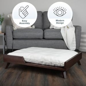 Lit surélevé pour chien de luxe, design haut de gamme, respirant et rafraîchissant pour l'été, avec coussins amovibles en forme de U - Product Image 2