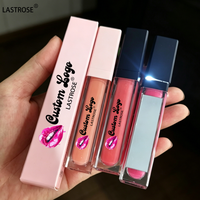 Rouge à lèvres liquide mat imperméable végétalien 7ML brillant à paillettes Nude clair marque privée brillant à lèvres de luxe avec lumière LED et miroir