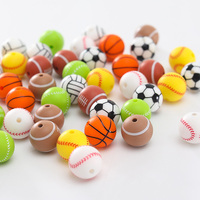 Perles de sport en gros pour bricolage, accessoires 12mm 15mm 19mm, perles en silicone de qualité alimentaire pour ballons de basket, de volley et de football