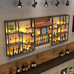Étagères murales <span class=keywords><strong>en</strong></span> métal et <span class=keywords><strong>bois</strong></span> pour bouteilles de vin, présentoirs autoportants pour spiritueux, comptoirs gondoles pour magasins de spiritueux, étagères personnalisées pour magasins de spiritueux - Product Image 4