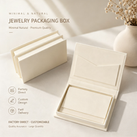Boîte à bijoux magnétique à rabat en crème beige pour cartes VIP, avec pochette intérieure pour porte-cartes de remerciement - Vente en gros
