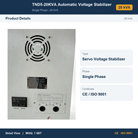 Stabilisateur de tension automatique monophasé personnalisé TND5 20KVA, servomoteur, écran LCD, protection contre les courts-circuits, certifié CE