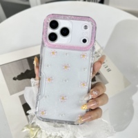 Coque de téléphone au design tendance et élégant avec cadre d'appareil photo pailleté et décoration florale colorée pour HONOR 600