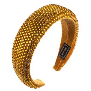 HOVANCI-accesorios para el cabello para mujer, bandana ancha de terciopelo dorado con cristales de resina y diamantes de imitación - Product Image 6