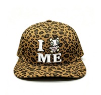 Casquette Snapback Personnalisée avec Votre Photo, Motif Camouflage Léopard, Visière Plate, Broderie 3D en Relief de Personnage Ours Cartoon