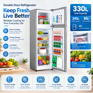 Réfrigérateur-congélateur à double porte, sans givre, avec grand espace de rangement, étagères réglables, organisateur d'aliments frais - Product Image 2