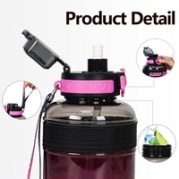 Bouteille d'eau en plastique réutilisable de grande capacité (1100 ml) avec paille, anti-fuite, pour la rentrée scolaire et l'été