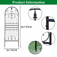 Treillis de jardin décoratif en fer forgé, support métallique pour plantes grimpantes (roses, vigne, clématites), treillis mural extérieur pour jardin et cour