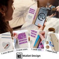 Étui de téléphone élégant avec miroir de maquillage, porte-cartes et protection pour Samsung Galaxy S26 Ultra S25 S24 Plus S23 S22 FE