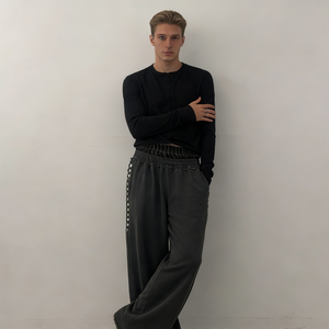 <span class=keywords><strong>Pantaloni</strong></span> da Uomo Trendy <span class=keywords><strong>Grigio</strong></span> <span class=keywords><strong>Scuro</strong></span> con Dettaglio Bottoni Laterali Vita Elastica con Coulisse Gamba Larga Tessuto Morbido Casual Streetwear Quotidiano - Product Image 2