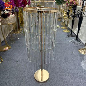 Décoration de table de banquet SMOOTH Events, perles de cristal pour plafond, support en métal doré, centre de table floral pour mariage - Product Image 1