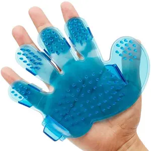 FREE SAMPLE Hot Selling Plastic Gentle Deshedding Brush Glove Massage Tool Soft Rubber Pet Hand Palm Grooming Glove For Dogs and Cats
