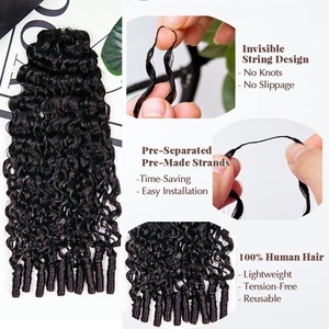 Tresses de cheveux bouclés birmans sans nœuds, 100 % cheveux humains vierges, extensions invisibles pré-séparées pour boucles - Product Image 3