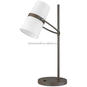 Green Metal Hotel Desk <b>Lamp</b> with Switch and Power Outlet in the Base for Home Decor Bedroom Hotel Lobby Hotel Guestroom - Product Image 4