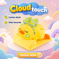 Bantal Boneka Bebek Kuning Lemon Bow 2 in 1 dengan Selimut, Bantal Boneka Bebek Berbaring, Selimut Flanel Lipat, Hadiah Tidur Siang untuk Anak