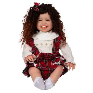 Wholesales Lifelike Long Hair Reborn Baby Girl Doll High Quality 60cm 3D Color Painting Silicone Face Doll For Children