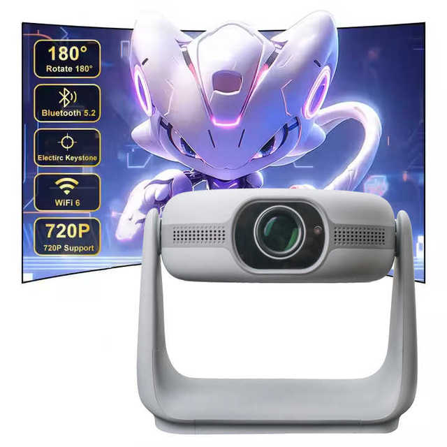 K1 Android 11 Smart Projector Native 720P Support 1080P 5G WiFi for Portable Home Theater HIFI Stereo Speakers LED Lamp