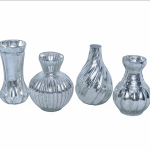 แจกันแก้วเมอร์คิวรี่สีเงินวินเทจสุดหรูสำหรับตกแต่งโต๊ะกลางในงานแต่งงาน งานเลี้ยง และตกแต่งบ้าน - Product Image 5