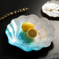 Snw Uniek Ontwerp Gegalvaniseerde Gradiënt Gekleurde Shell Vorm Decoratieve Opslag Sieraden Fruit Trays Serveren Glasplaat
