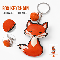 Porte-clés renard en cuir PU mignon, pendentif clochette en peluche animal de dessin animé, porte-clés de voiture, accessoire de sac, cadeau RR08
