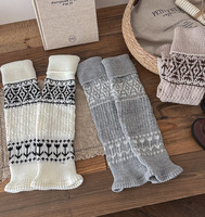 Jolies chaussettes amples pour femmes, style Fair Isle, chaudes et épaisses, couvre-mollets tricotés, manchons de jambe