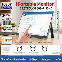 Monitor Portátil Táctil FHD de 15.6 Pulgadas, IPS, 10 Puntos Capacitivos, USB-C, Pantalla Extendida con Soporte para Oficina y Juegos