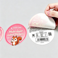 Étiquettes adhésives holographiques multicouches personnalisées à décoller, de haute qualité, pour livrets, double face, à gratter, imperméables, pour cosmétiques