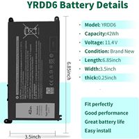 YRDD6 Baterai UNTUK Dell Inspiron 15 3000 seri 3583 3593 3582 3584, inspiron 15 3501 Series 5000 5582 5584 5593 5594 14