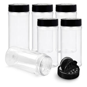 Envase Cilíndrico Transparente para Condimento de Sal Marina de Grado Alimenticio con Tapa de Rosca Negra Tipo Mariposa de 350 ml, Logotipo Personalizado - Product Image 1