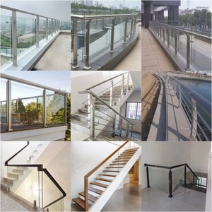 Main courante en forme de U, garde-corps simple, luxe léger, <span class=keywords><strong>terrasse</strong></span> sans cadre, <span class=keywords><strong>colonne</strong></span> en acier inoxydable brossé 304, balcon en verre, sol - Product Image 4