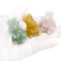 Vente en gros de 1,5 pouces lapin en cristal de guérison naturelle sculpture cadeau de vacances de Noël Figurine animale Reiki Energy Home Decor Collection