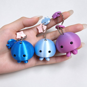 Pendentif anti-stress méduse en soie imprimée 3D FUSEJOY, porte-clés mignon de dessin animé, jouet à pincer tendance, cadeau pour influenceur - Product Image 1