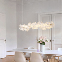 Lustre en verre de luxe français de 39,4 pouces, design lotus moderne, pour comptoir de bar, décoration artistique, lampe suspendue LED pour salle à manger