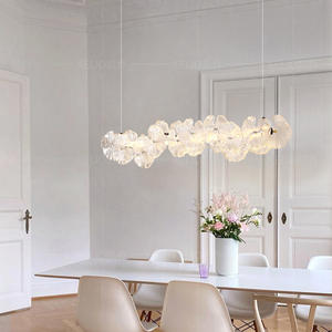 ثريا زجاجية فاخرة على شكل زهرة اللوتس بطول 39.4 بوصة، إضاءة معلقة حديثة للبار والديكور الفني، مصباح LED معلق لطاولة الطعام - Product Image 5