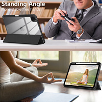 Étui intelligent pour tablette avec fonction veille/réveil automatique pour iPad 13 Pro M4 avec support pour stylet, coque arrière transparente en acrylique