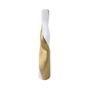 Vaso in ceramica intrecciata bianco e oro, decorazione per la casa, accessorio per il soggiorno, da posizionare su un tavolo. - Product Image 2