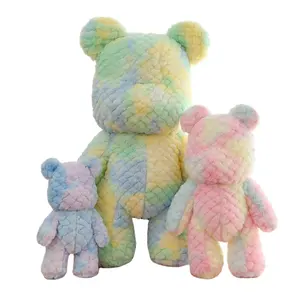 Factory Price Children's Birthday Gift Plush Toys Cartoon Violent Bear Plush Toy Tie-dyed Teddy Bear Plush Toy