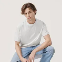 Camiseta Clásica OEM de Corte Regular para Hombre, Camiseta de Algodón Suave de Alta Calidad, Corte Regular, Color Sólido, Estilo Básico para Todas las Temporadas