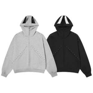 Felpa da uomo alla moda YIZE personalizzata <span class=keywords><strong>con</strong></span> cappuccio Full Zip in poliestere pesante <span class=keywords><strong>con</strong></span> <span class=keywords><strong>corna</strong></span> - Product Image 3