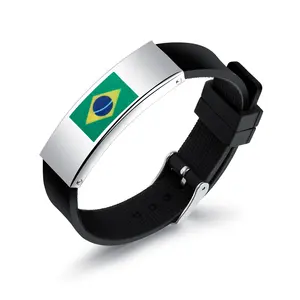 Силиконовый браслет из нержавеющей стали, браслеты с логотипом на заказ, резиновые браслеты в медицинском стиле с фотографией, мужские браслеты, ювелирные изделия для фанатов футбола