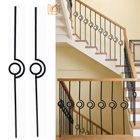 Balustre en fer forgé noir et or pour garde-corps d'escalier, design moderne, demi-cercle carré, intérieur, vente en gros