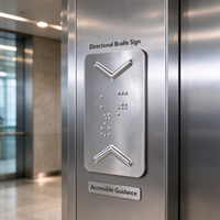 Panneau Braille en Acier Inoxydable, Plaque Indicatrice de Direction Tactile, Panneau Braille Personnalisable Accessible pour la Signalisation Publique