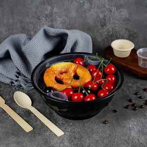 Tazón Redondo Desechable de PP Negro de 36oz para Microondas, para Sopas Calientes, Alimentos, Ensaladas Frías, Frutas, con Tapas, Venta al Por Mayor - Product Image 1