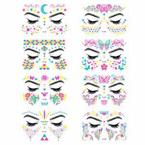 Pegatinas Fluorescentes de Tatuajes Faciales de Halloween con Diseño de Esqueleto, Pegatinas Decorativas de Neón para el Cuerpo - Product Image 5
