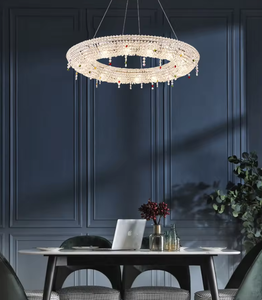 Zèle éclairage appel d'offres projet personnalisé pendentif lumière Villa décoration Chrome cristal lustre lumière - Product Image 3