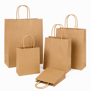 ถุงกระดาษคราฟท์พิมพ์โลโก้ รีไซเคิลได้ หนา สีน้ำตาล/ขาว หูหิ้วกระดาษคราฟท์แบบบิด ถุงของขวัญ - Product Image 6